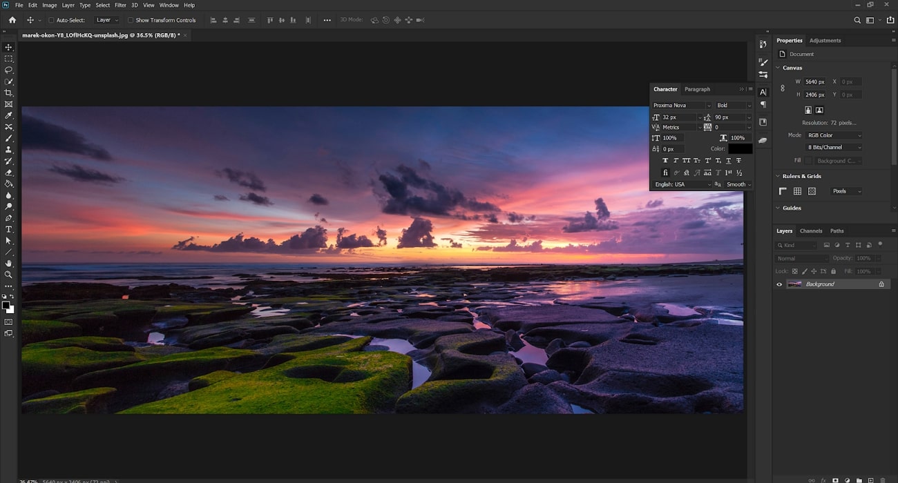 interfaccia dell'editor di photoshop