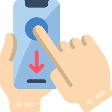 cartoon image of a hand with phone