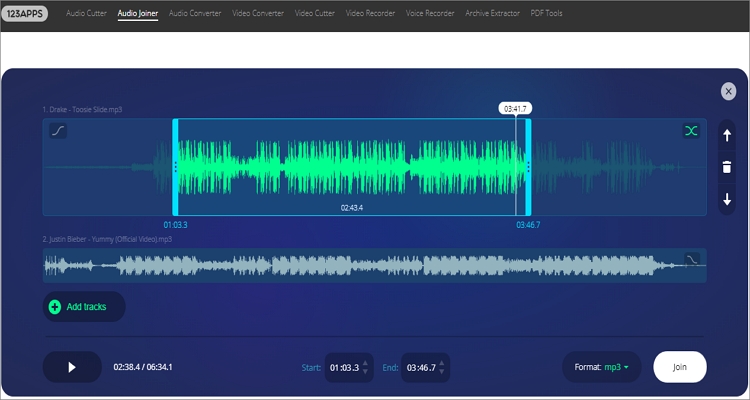 audio editor online cut and merge