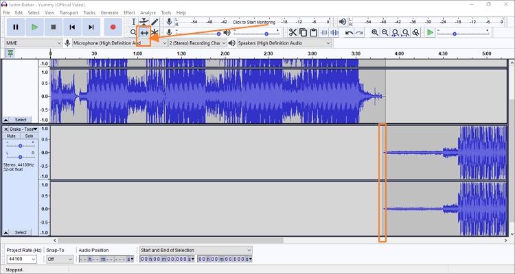 edit and combine mpe with audacity