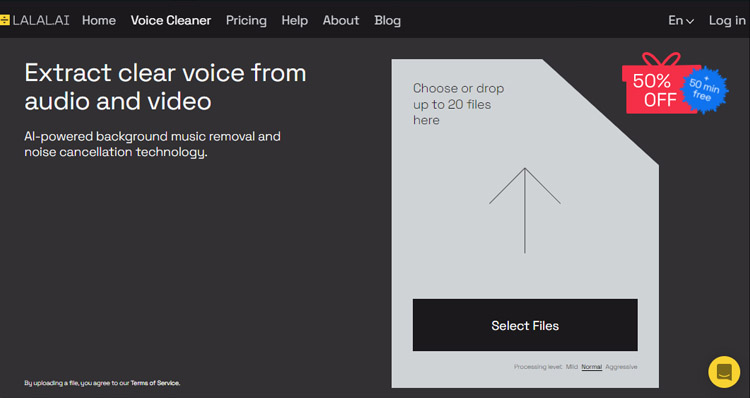  lalal.ai interface de nettoyage vocal