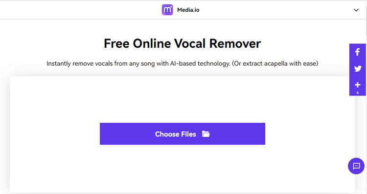 upload the audio or video file to the media.io interface