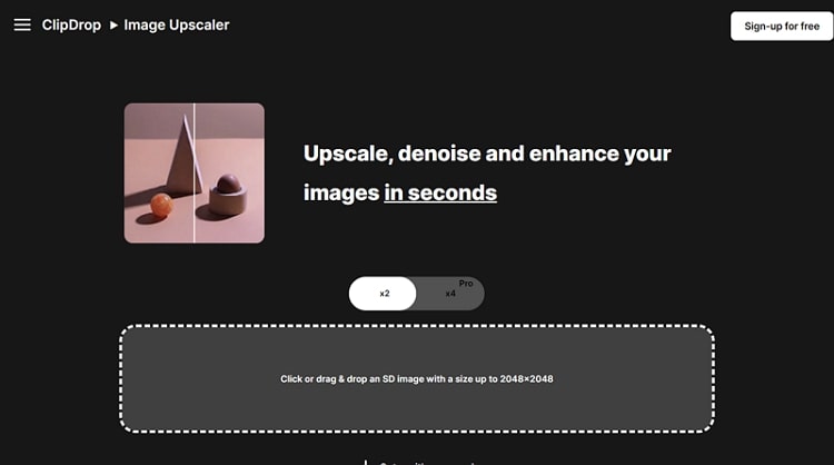 clipdrop online image upscaler