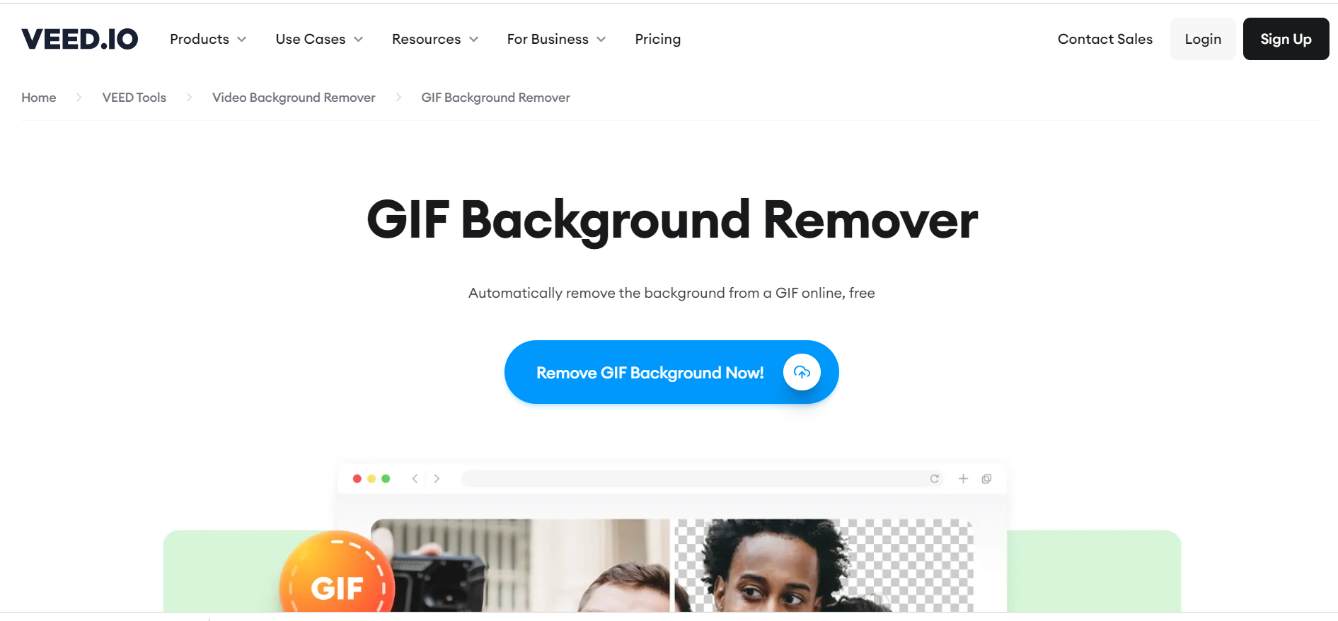 opening the online site for gif background remover