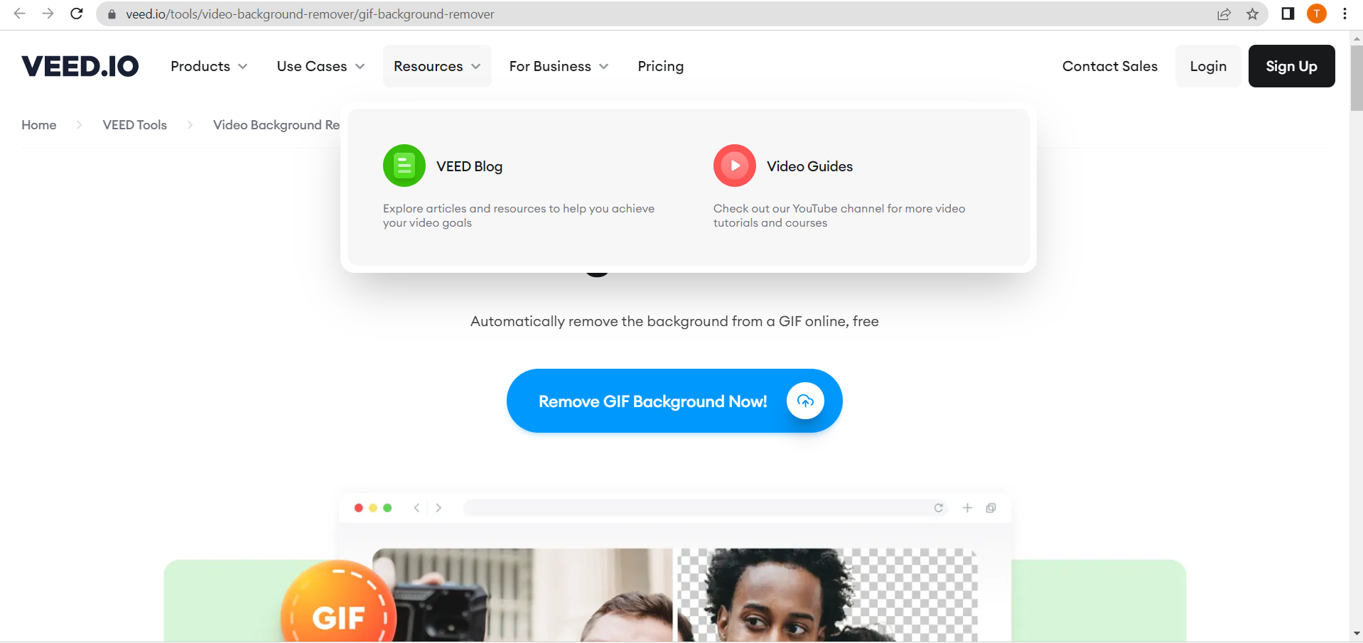 veed gif background remover