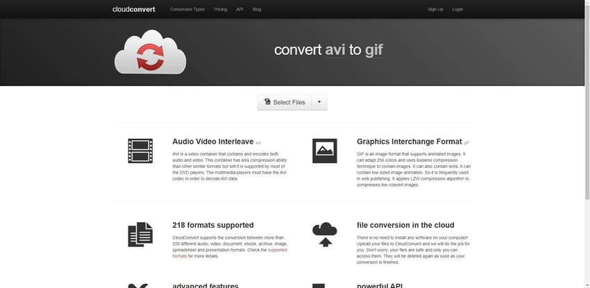 Change AVI to GIF-Cloudconvert