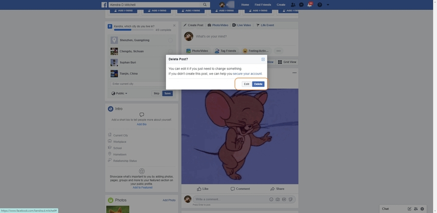 Confirm the Delete Request in Facebook