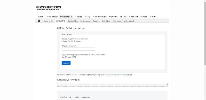 Online GIF to MP4 Video converter