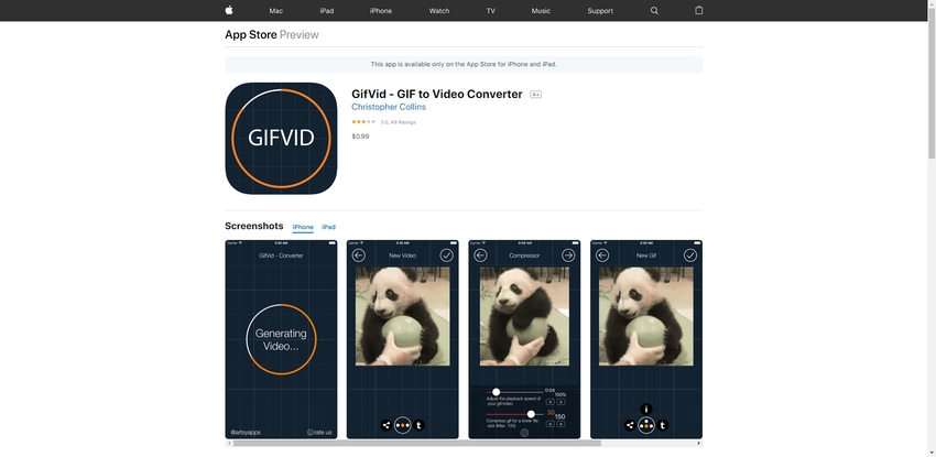 konversi GIF Animasi ke Video Instagram di GifVid