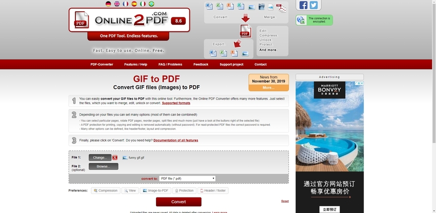 Import a GIF to Online 2 PDF
