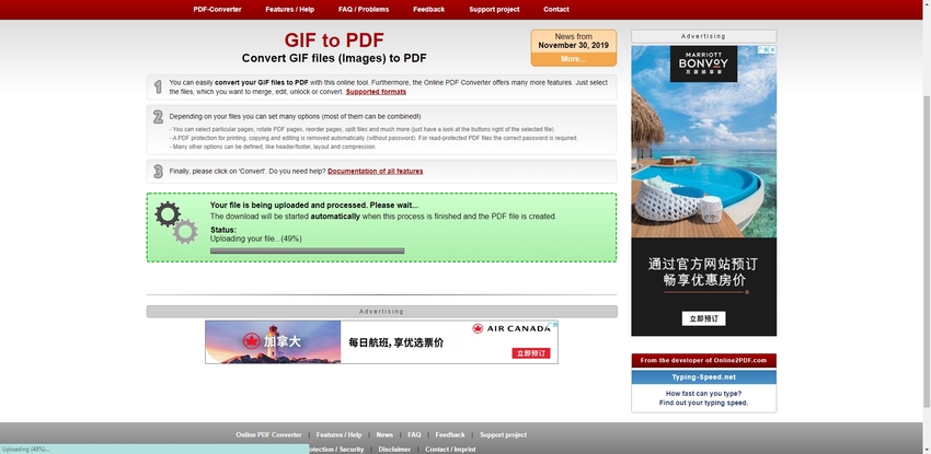 Convert GIF to PDF in Online 2 PDF