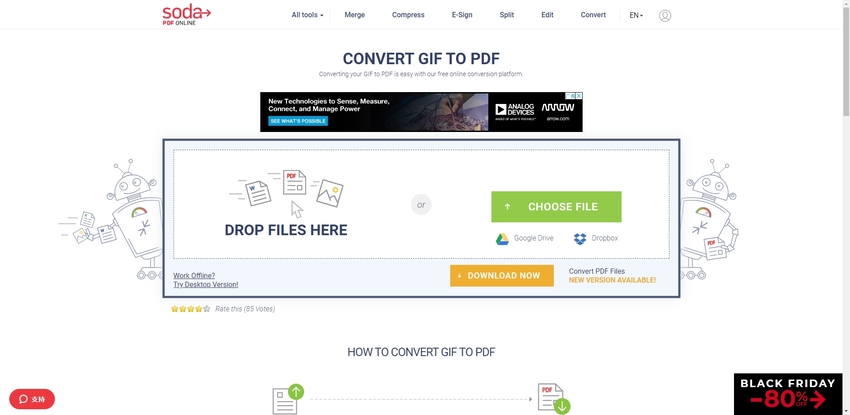 Drag or Upload GIF to Soda PDF Online