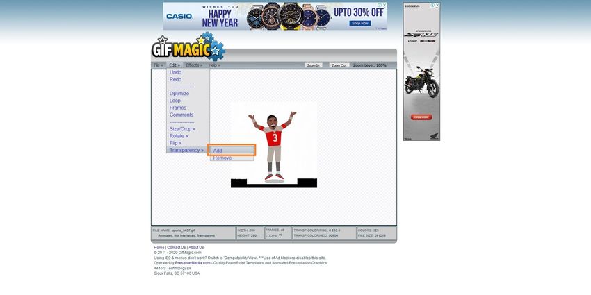 Menghapus atau mengubah GIF Transparan di GIFmagic