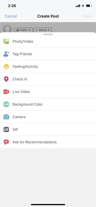 Find the GIF Feature of Facebook App