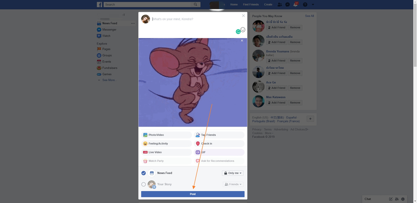 Kirim GIF bergerak pada Facebook