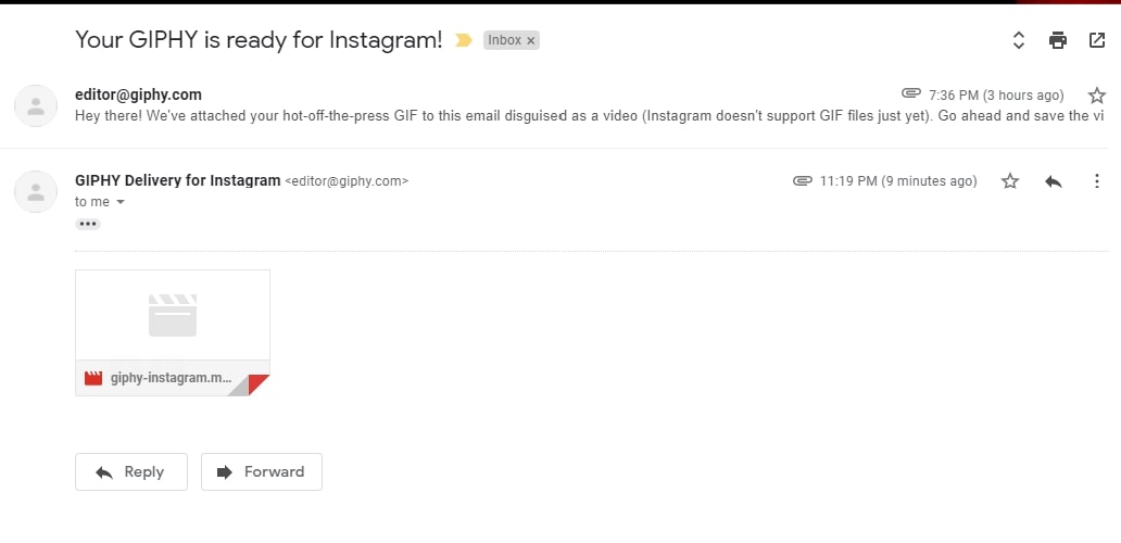 Received an Email with GIF MP4 File