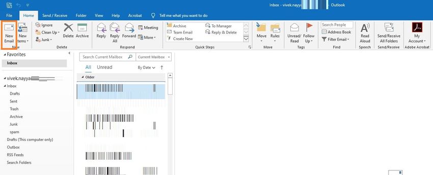 Bukalah Outlook Anda dan buat Email Baru