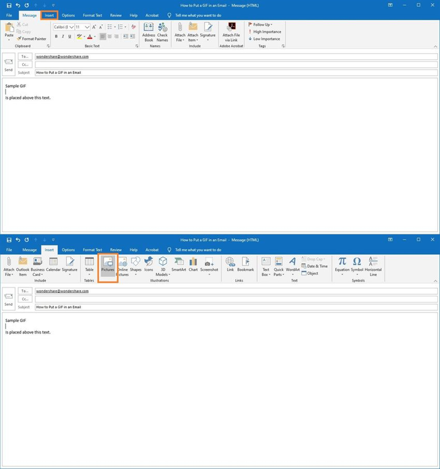 Masukkan GIF ke Outlook