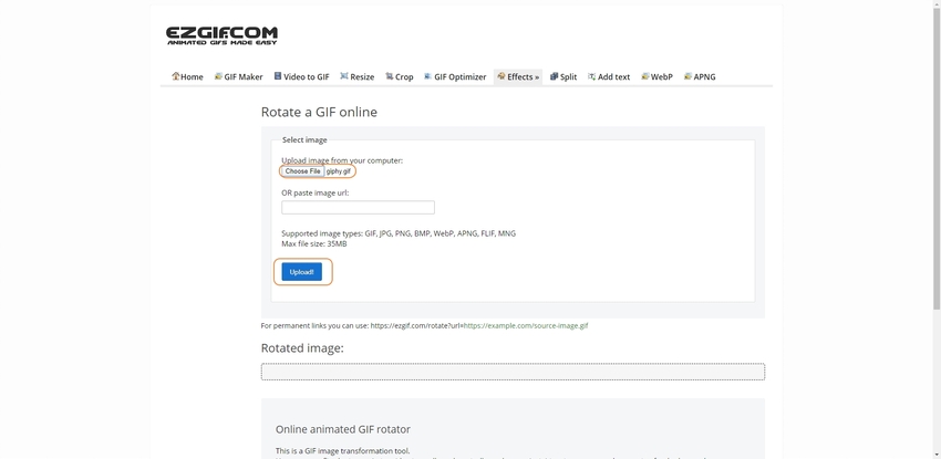 Online GIF rotator