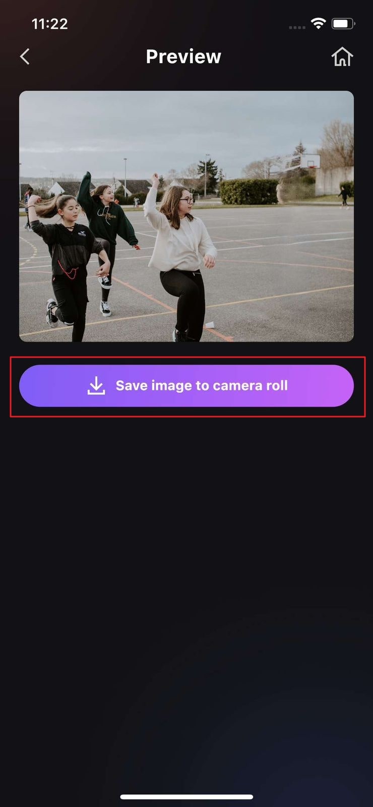 tap save image to camera roll
