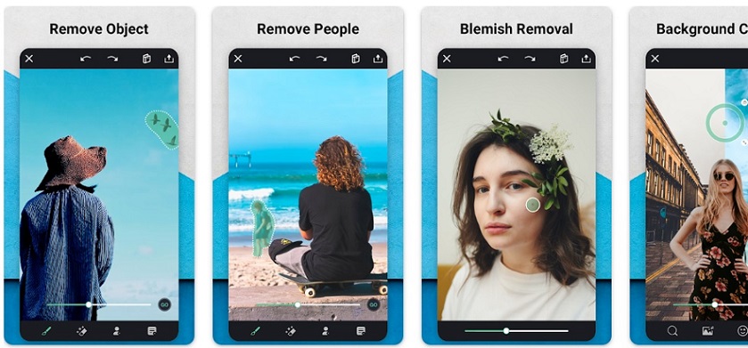 retouch remove objects editor mobile interface