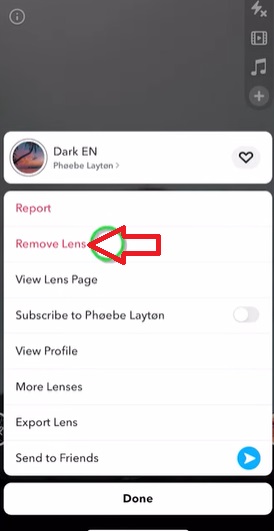 eliminar lentes de snapchat