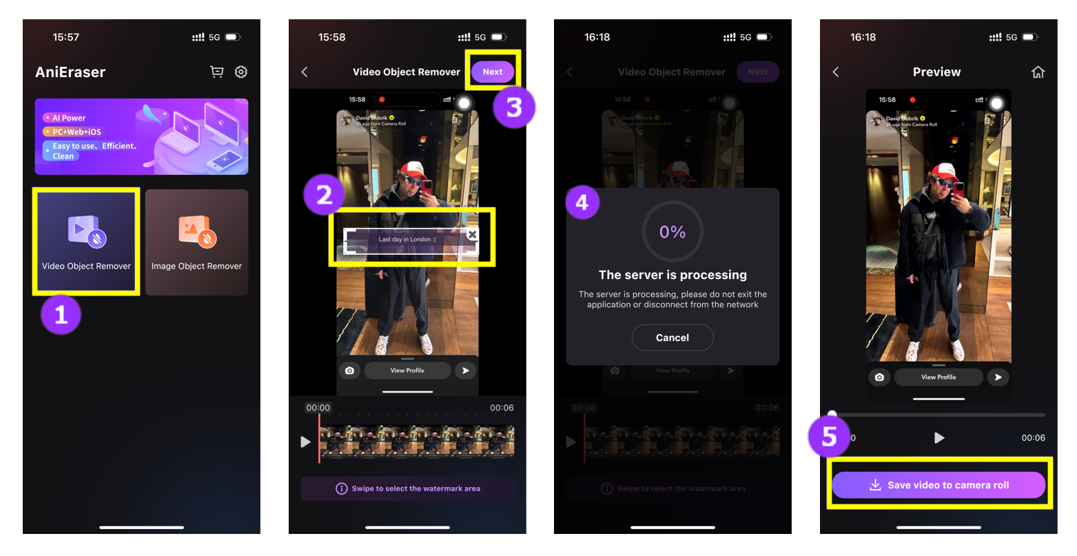 utiliser anieraser pour supprimer la légende de snapchat