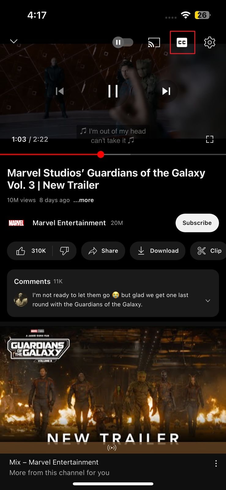 disable the subtitles option