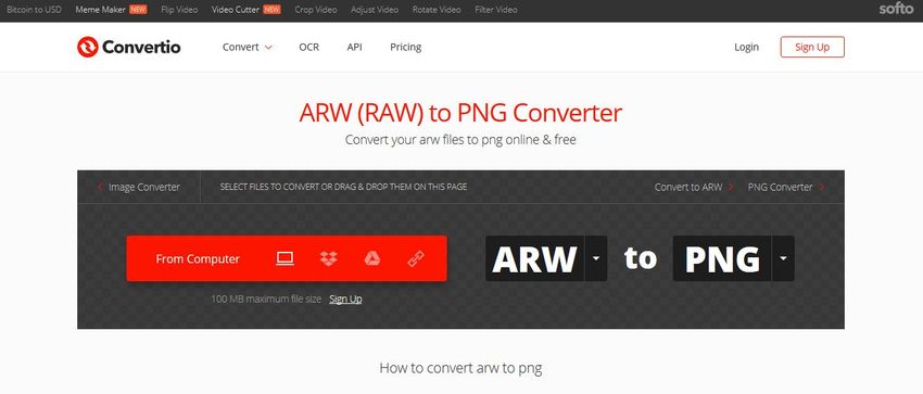 ARW to PNG converter-convertio