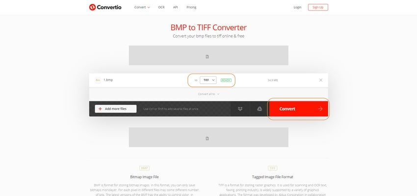 start convert BMP to TIFF-Convertio