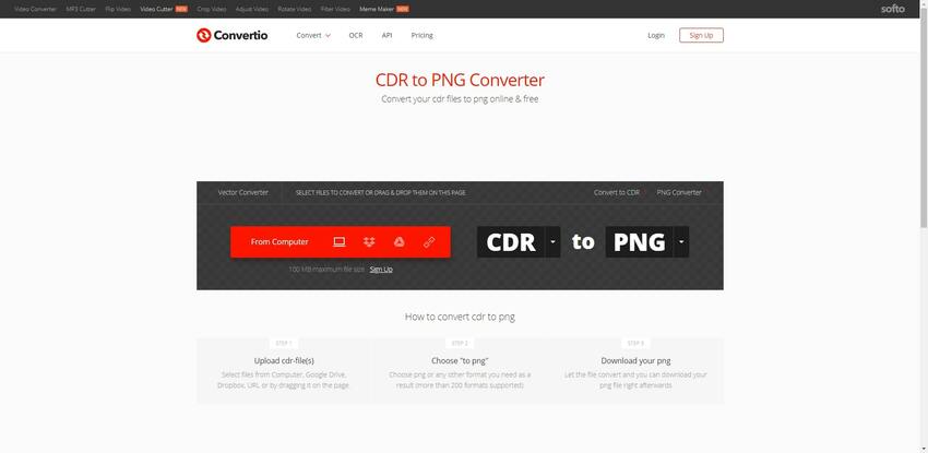 change CDR file to PNG file in Convertio