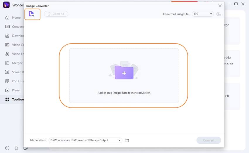 Upload PNG to Image Converter of UniConverter