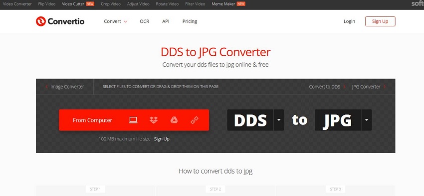how to convert DDS to JPG-Convertio