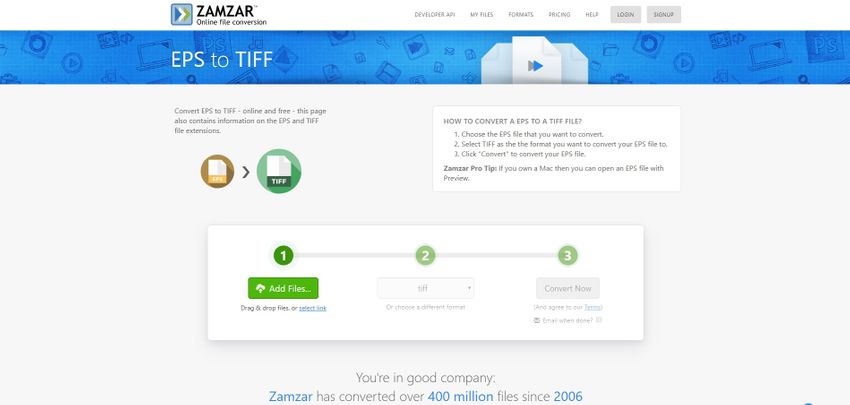 Convert EPS file to TIFF-Zamzar