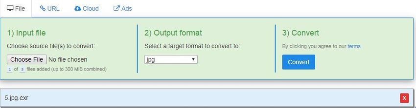 choose JPG output format-FreeFileConvert