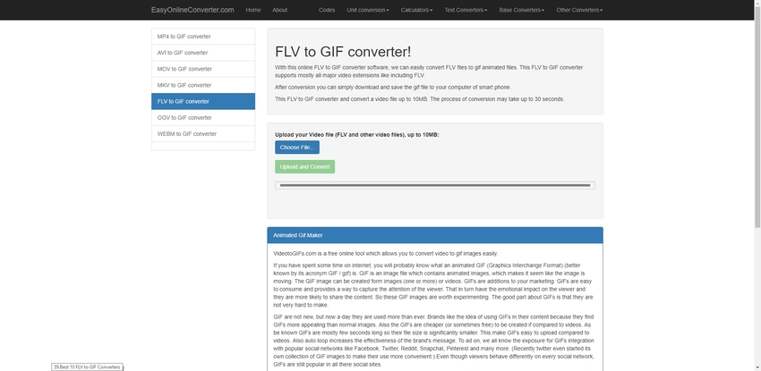 convert FLV to GIF in Easy Online Converter