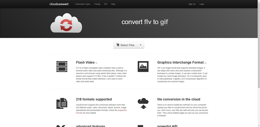 turn GIF from FLV in Cloud Convert