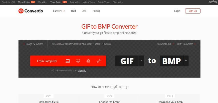 conversion for GIF to BMP-Convertio