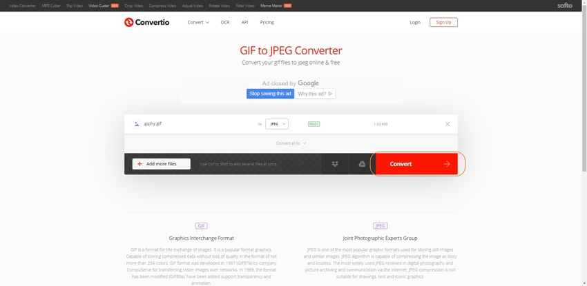Convert GIF to JPEG File-Convertio