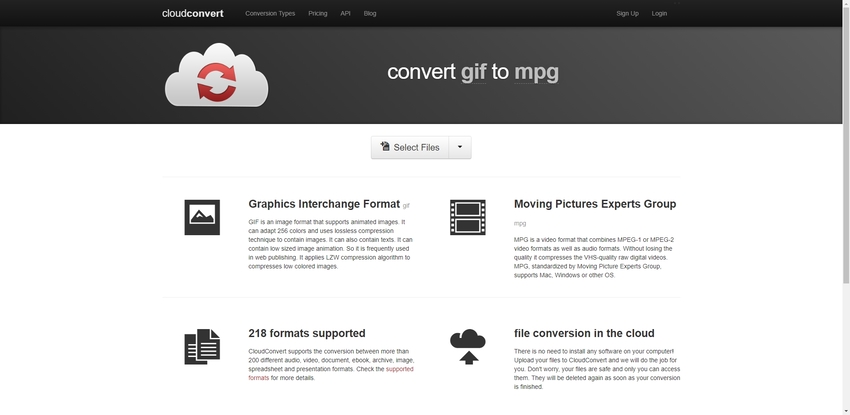 free converter for GIF to MPG in Cloudconvert
