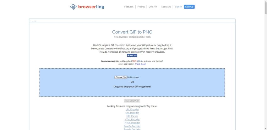 GIF to PNG image format-Browser Ling