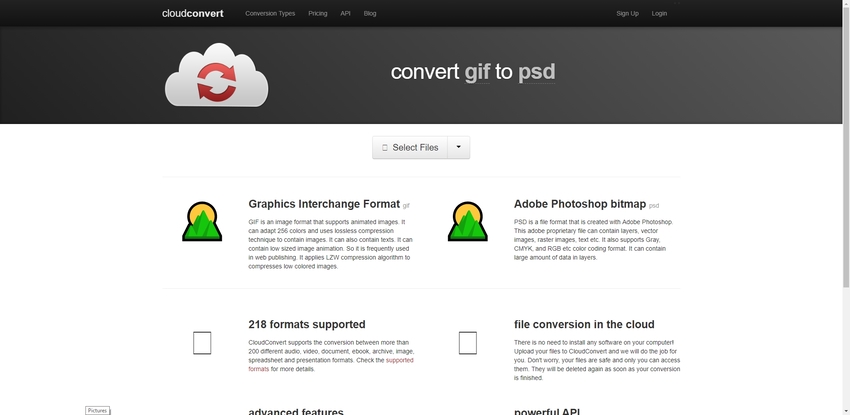 turn GIF to PSD file in Cloud Convert