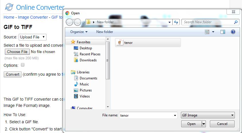 input GIF extension file to Onlineconverter
