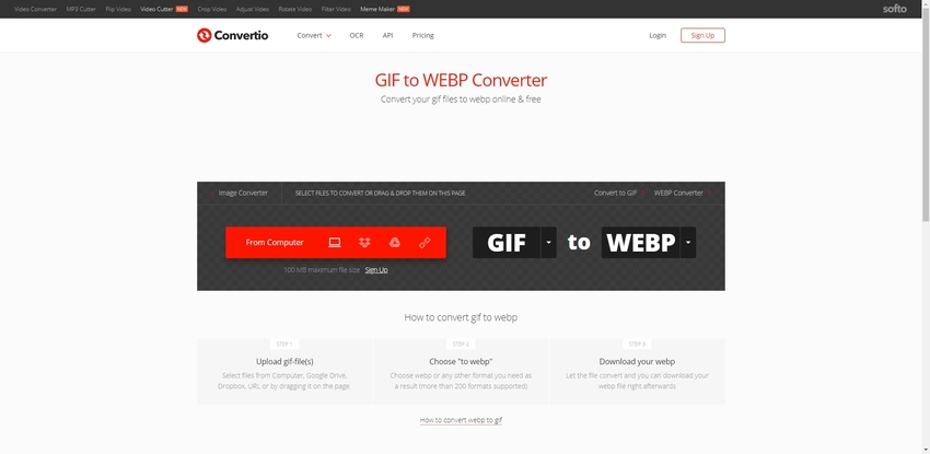 GIF to WebP Conversion-Convertio