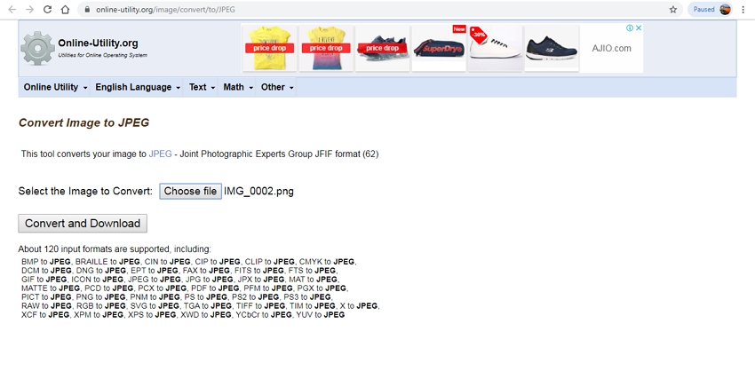 Convert File to JPG-Online Utility