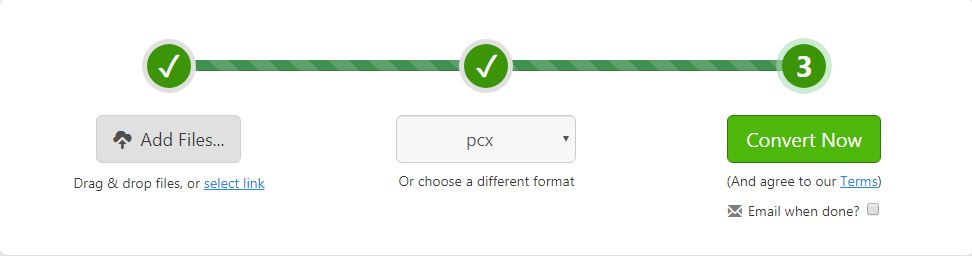 select the PCX format-Zamzar