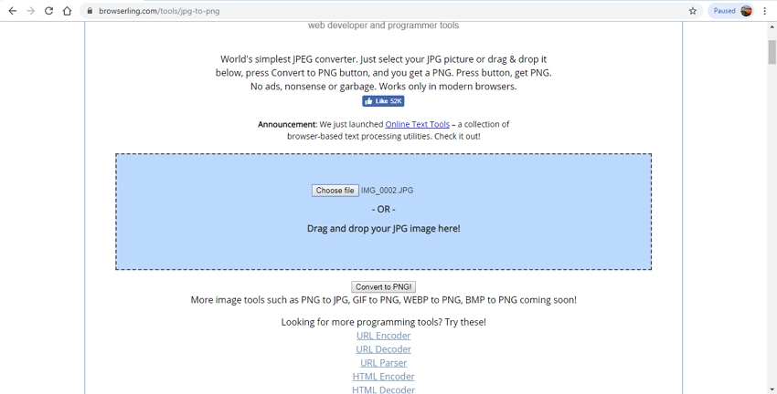 Convert JPG to PNG-Browserling
