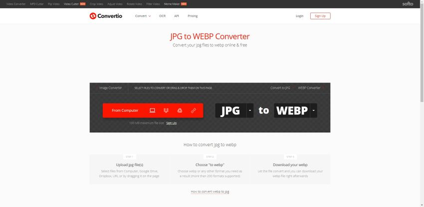 convert JPG to WebP-Convertio