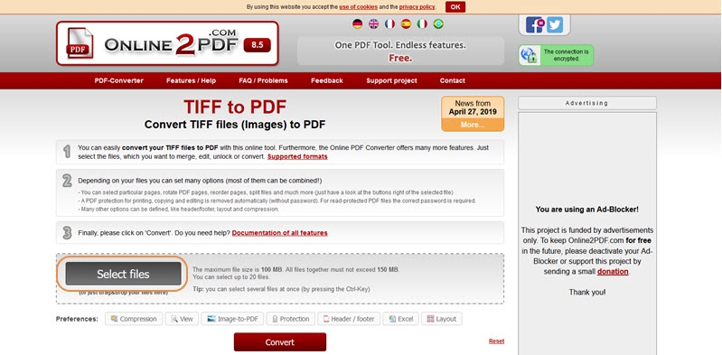 browse TIFF formats-Online2PDF