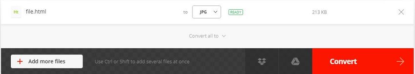 select an option for JPG-Convertio